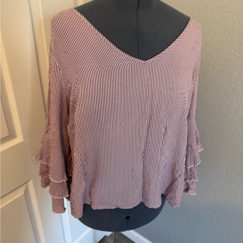 Burgundy Striped Top